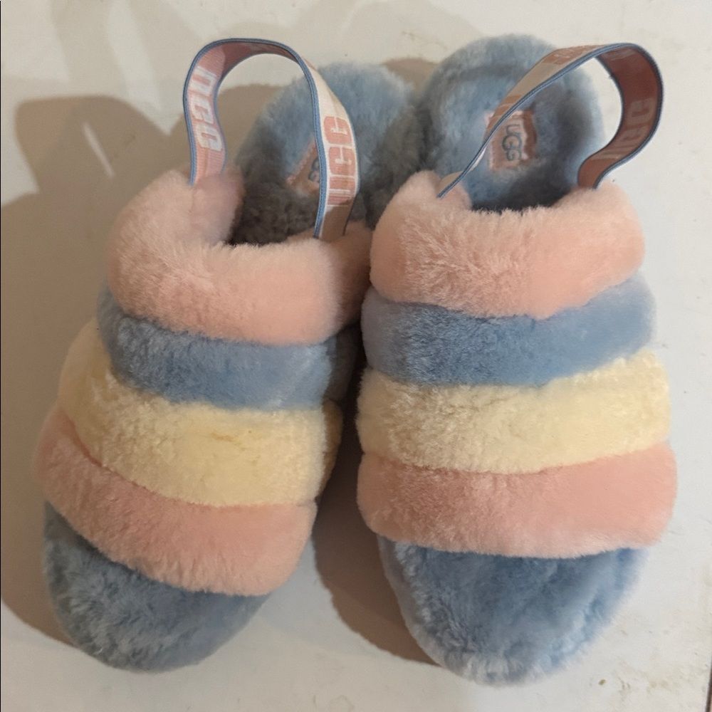 UGG Fluff Yeah Slide cotton candy women sz 8 look great